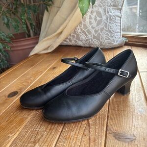 Capezio Black Leather Ballet Heels